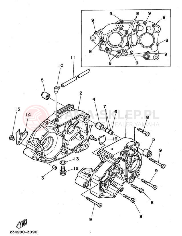 Schemat "Obudowa silnika" do Yamaha RT180K