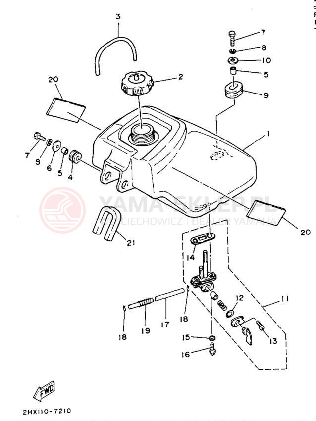 Schemat "zbiornik paliwa" do Yamaha YFM100W