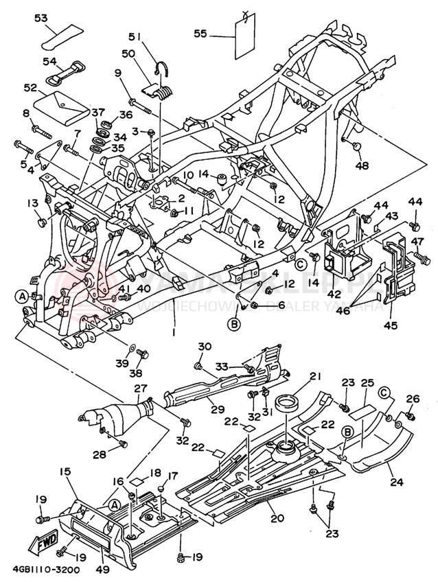 Schemat "rama" do Yamaha KODIAK 4WD YFM400FWF_