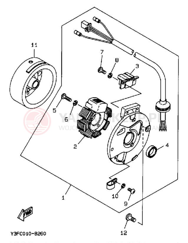 Schemat "prądnica" do Yamaha ZUMA CW50W