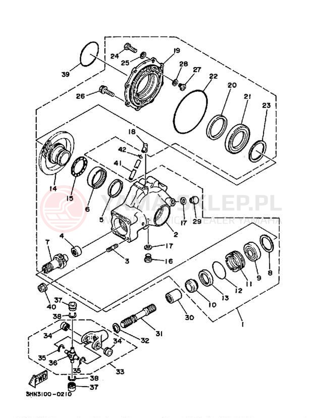 Schemat "Wał napędowy" do Yamaha BIG BEAR 4WD YFM350FWB_