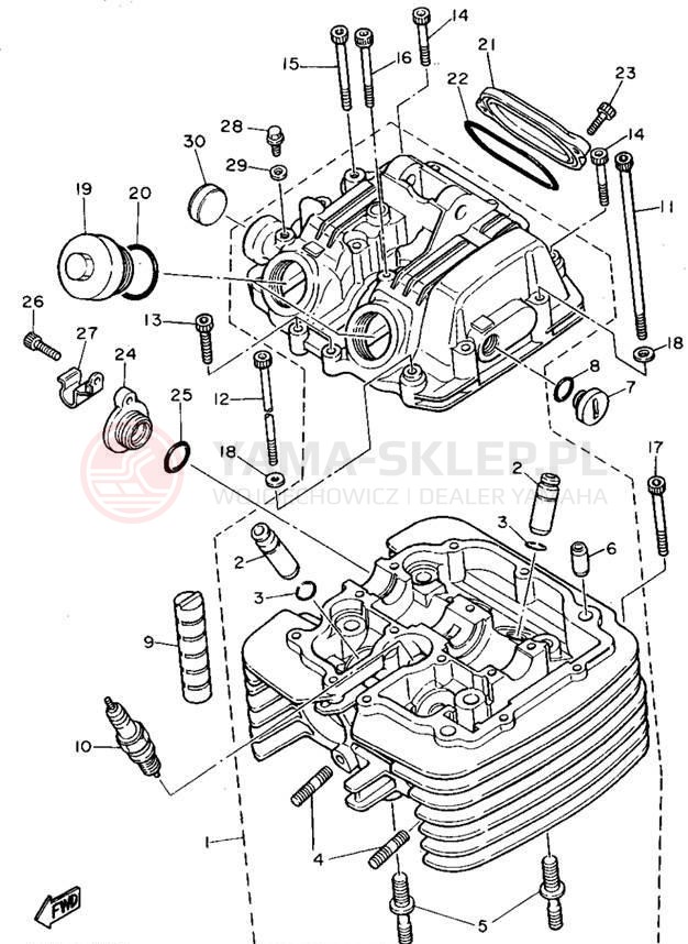 Schemat "głowica" do Yamaha XT600EF/XT600EFC