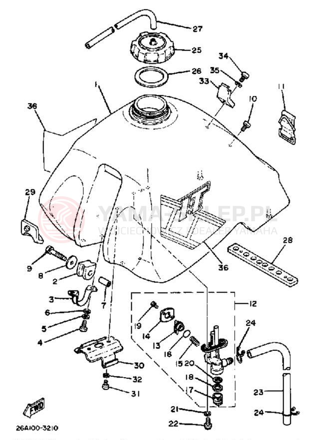 Schemat "zbiornik paliwa" do Yamaha IT250K