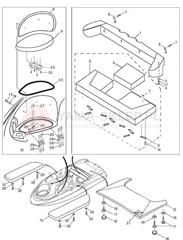 Schemat "Schowek pod siedzeniem," do Yamaha LX210 LST1200AD