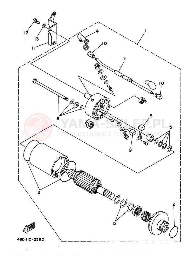 Schemat "rozrusznik" do Yamaha TIMBERWOLF 4WD YFB250FWK
