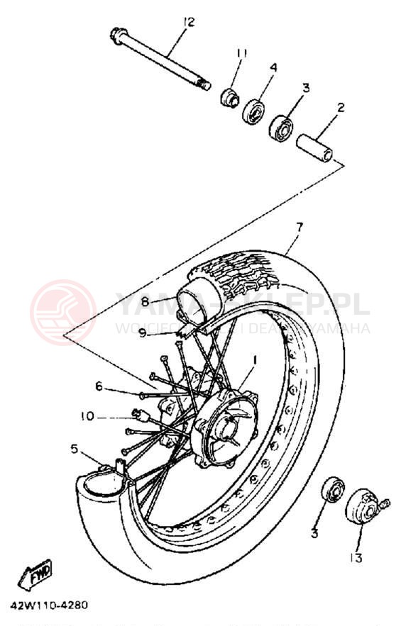 Schemat "Koło przód" do Yamaha VIRAGO 700 XV700SS/XV700SSC