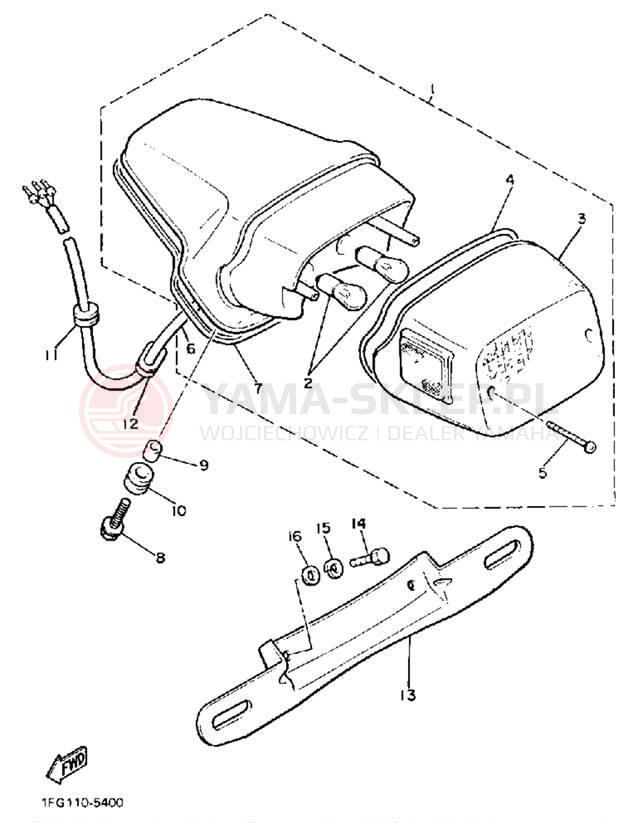 Schemat "lampa tył" do Yamaha MAXIM XJ700N/XJ700NC