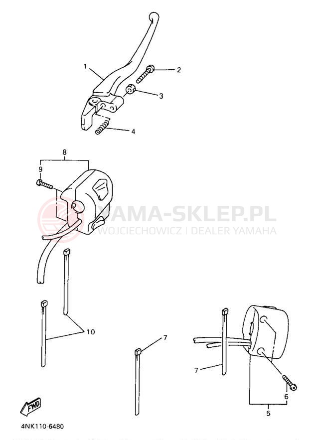 Schemat "Kierownica i osprzęt" do Yamaha XVZ13LTJ/XVZ13LTJC