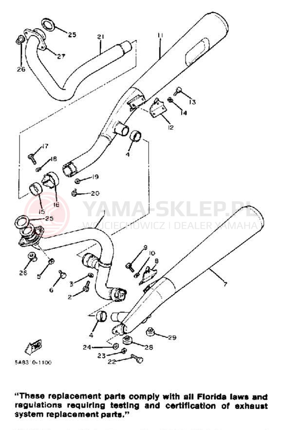 Schemat "Wydech końcowy" do Yamaha XV920RH