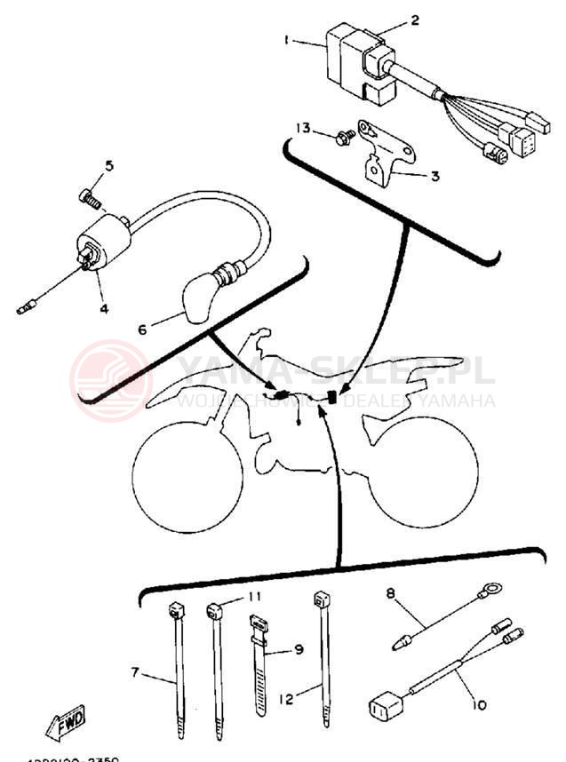 Schemat "układ elektryczny" do Yamaha YZ125D1