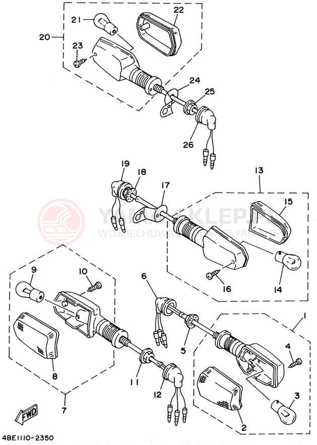Schemat "kierunkowskazy" do Yamaha XT225 XT225N/XT225NC