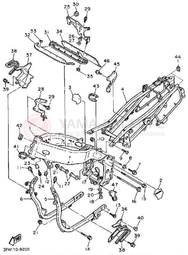 Schemat "rama" do Yamaha FZR400SAC