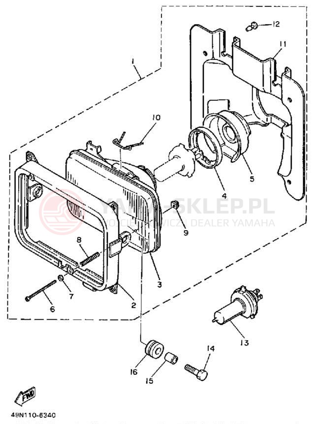 Schemat "Lampa przód" do Yamaha XT600S/XT600SC
