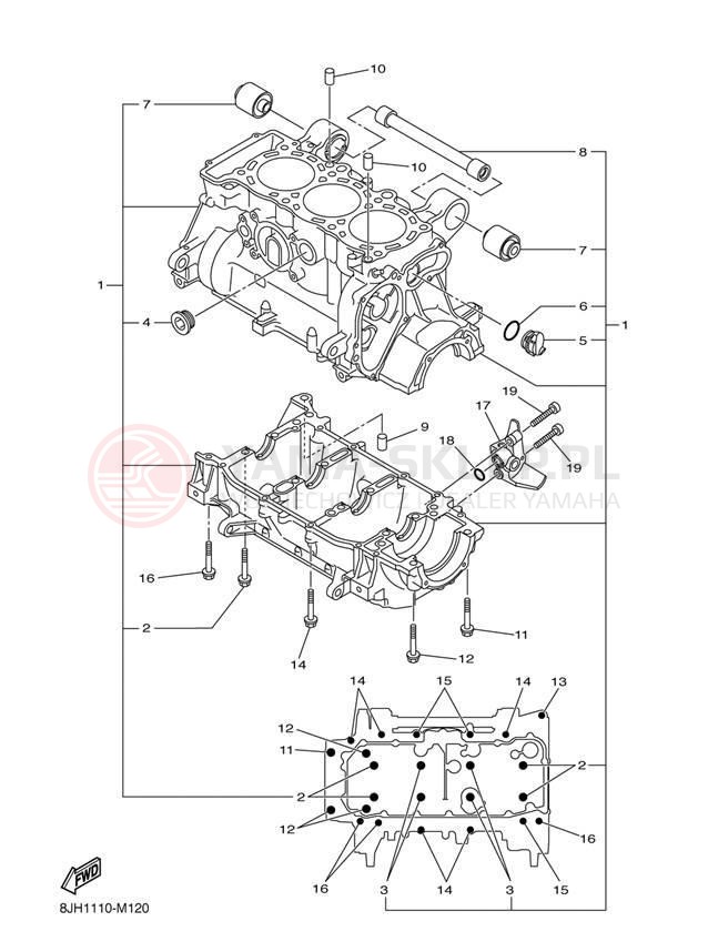 Schemat "Obudowa silnika" do Yamaha FX NYTRO FX10DL