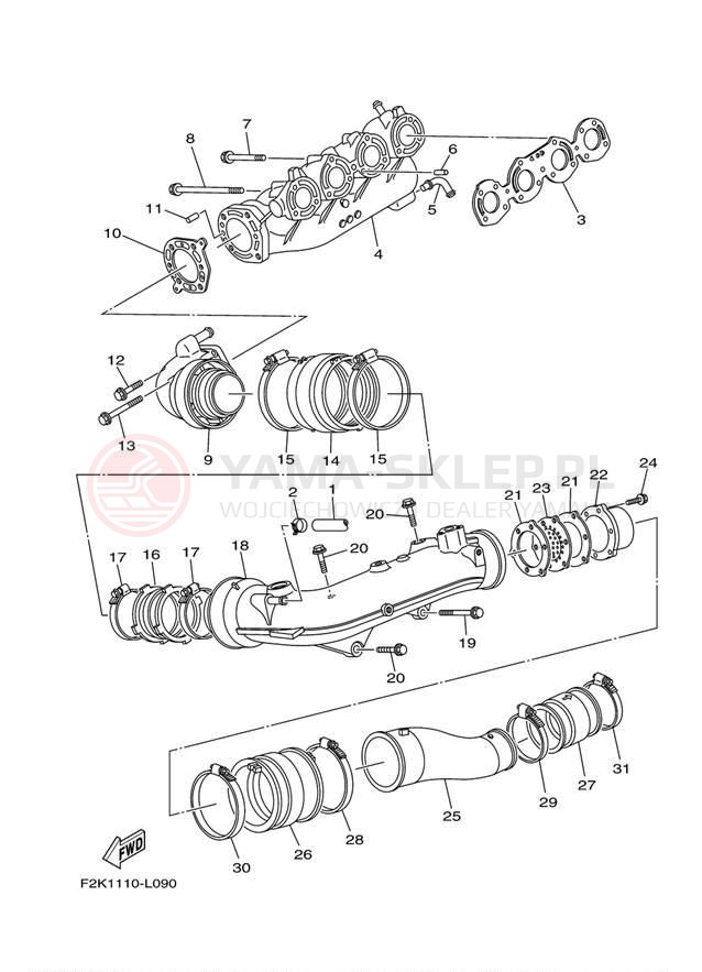 Schemat "wydech" do Yamaha AR210 LAT1100AM