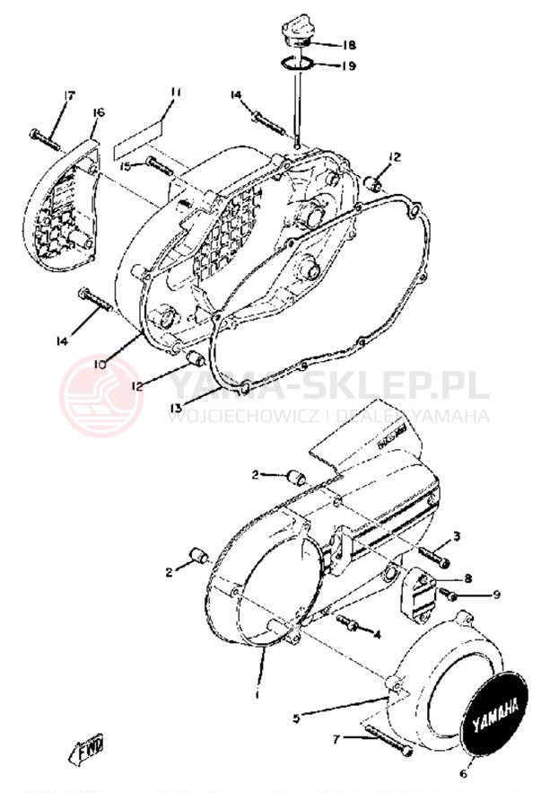 Schemat "Pokrywa silnika" do Yamaha RD250A