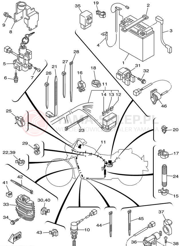 Schemat "układ elektryczny" do Yamaha ROAD STAR XV1600ALC/XV1600AL