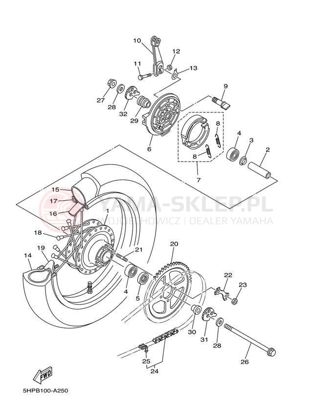 Schemat "Koło tył" do Yamaha TT-R125E TTR125LES/TTR125ES