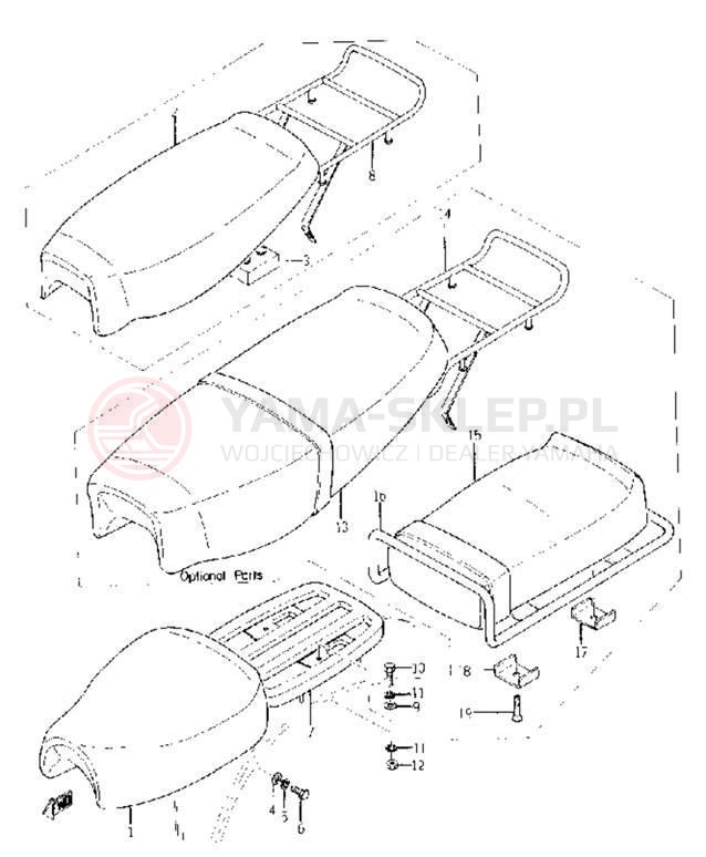 Schemat "Siedzenie - stelaż" do Yamaha YL2C YL2CM YLCM_68_EN