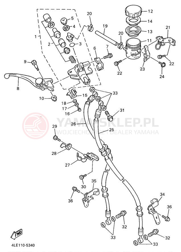 Schemat "Pompa hamulcowa przednia" do Yamaha YZF750 YZF750RJC/YZF750RJ