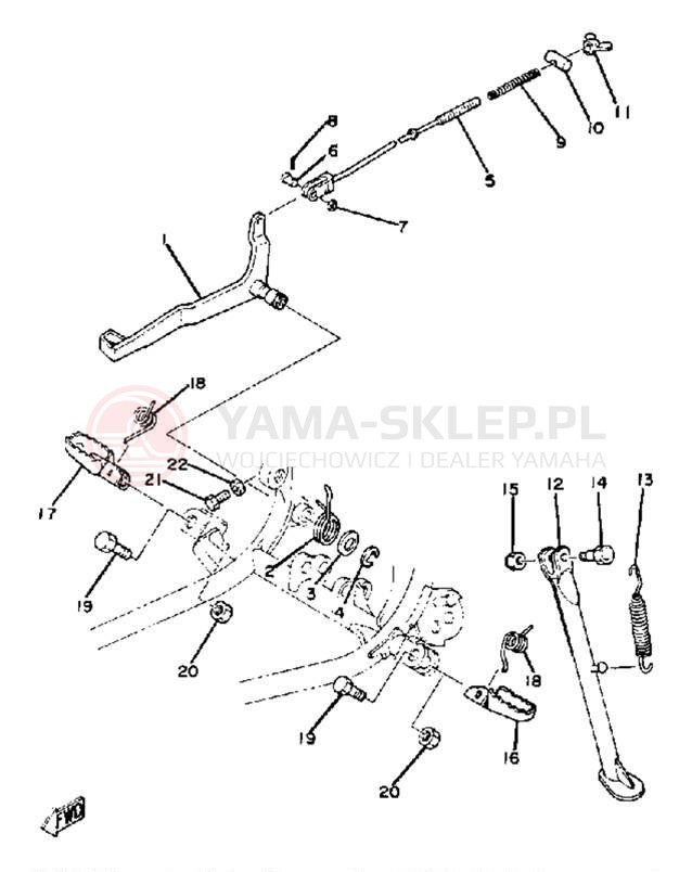 Schemat "Stopka postojowa i podnóżki" do Yamaha YZ100H