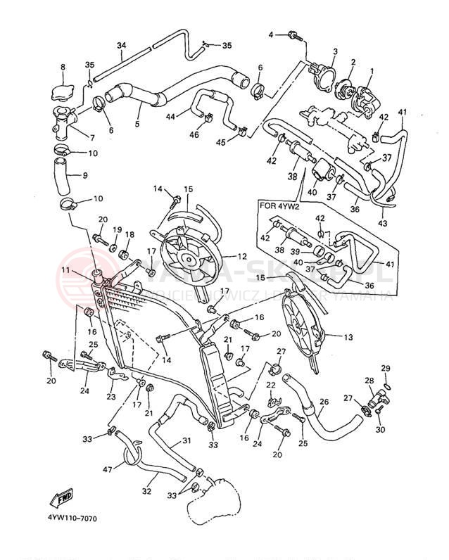 Schemat "Układ chlodzenia" do Yamaha YZF1000RJC/YZF1000RJ