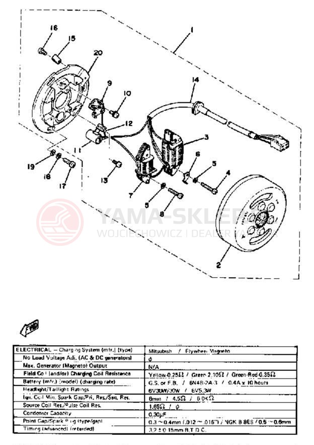 Schemat "Układ zapłonowy" do Yamaha DT250B/DT400B