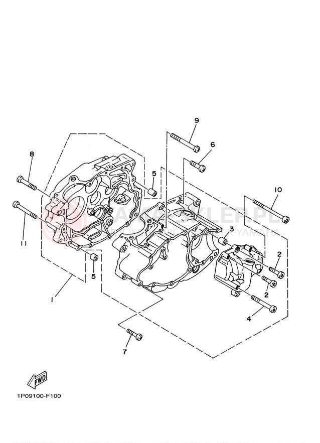 Schemat "Obudowa silnika" do Yamaha BIG BEAR 250 YFM25BW
