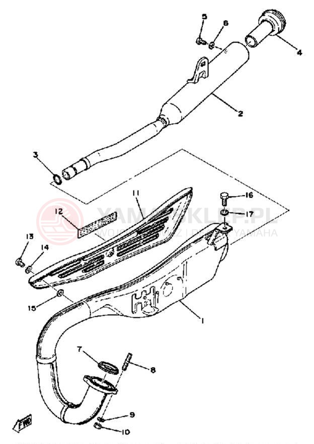 Schemat "Wydech końcowy" do Yamaha DT100G