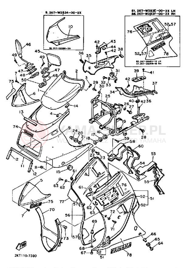 Schemat "Owiewki" do Yamaha FZ700TC/FZ700T