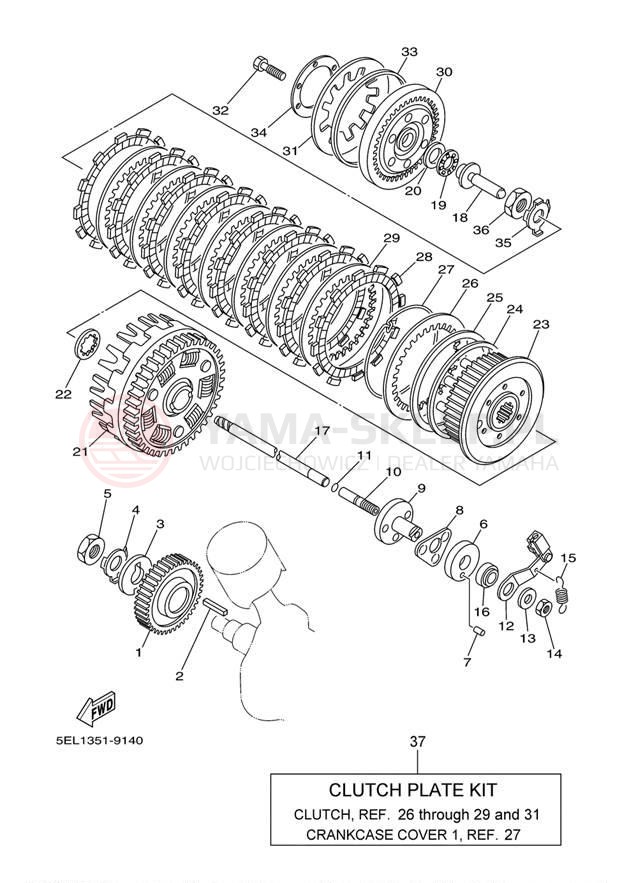 Schemat "sprzęgło" do Yamaha V-STAR 1100 XVS1100L/XVS1100LC