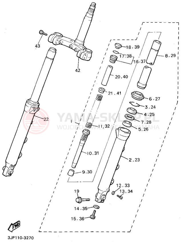 Schemat "Amortyzatory przód" do Yamaha V-MAX 1200 VMX12FC/VMX12F