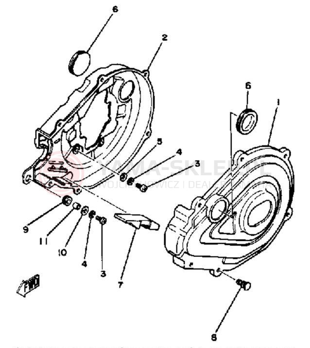Schemat "obudowa łańcucha" do Yamaha YT175J
