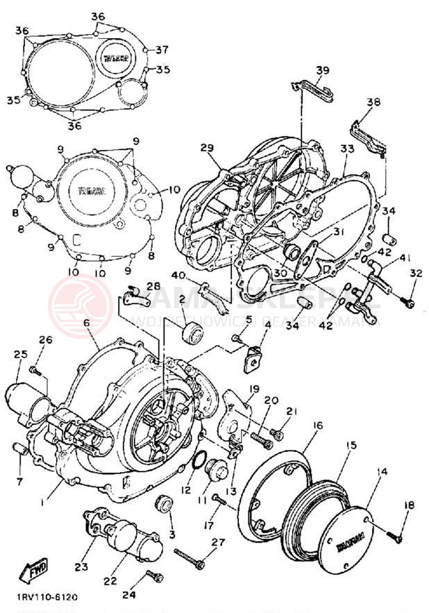 Schemat "Pokrywa silnika" do Yamaha VIRAGO 1100 XV1100W/XV1100WC