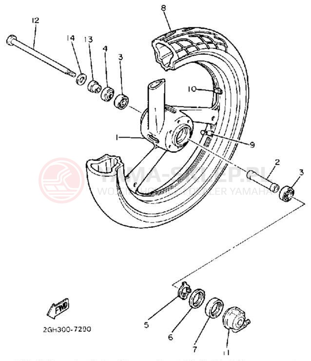 Schemat "Koło przód" do Yamaha FZR1000U/FZR1000UC