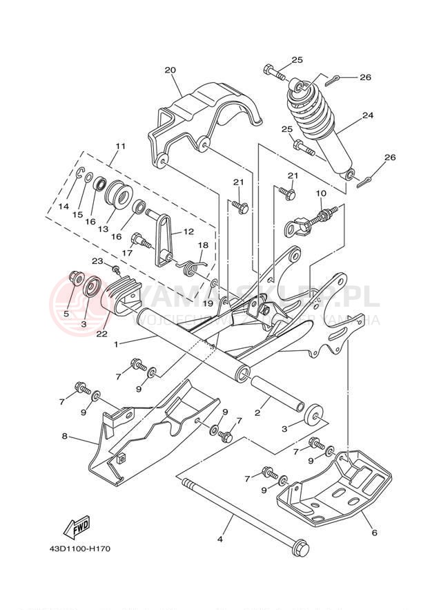 Schemat "wahacz" do Yamaha RAPTOR 90 YFM90RAW/YFM90RAL