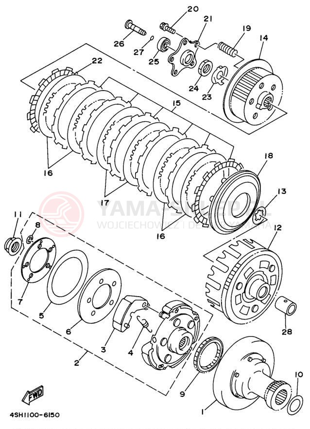 Schemat "sprzęgło" do Yamaha KODIAK 4WD YFM400FWH_