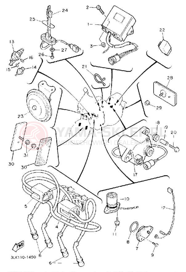 Schemat "układ elektryczny" do Yamaha FZR1000D/FZR1000DC