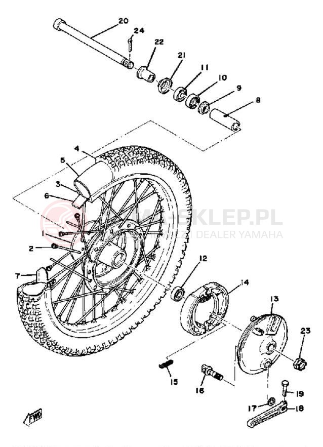 Schemat "Koło przód" do Yamaha YZ125D