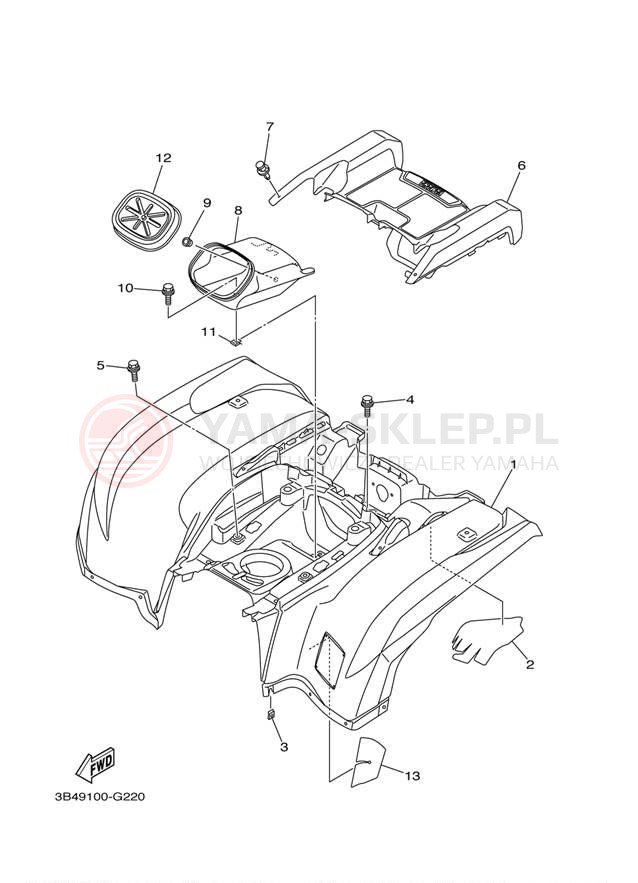 Schemat "Tylny błotnik" do Yamaha GRIZZLY 550 EPS 4WD YFM5FGPDL