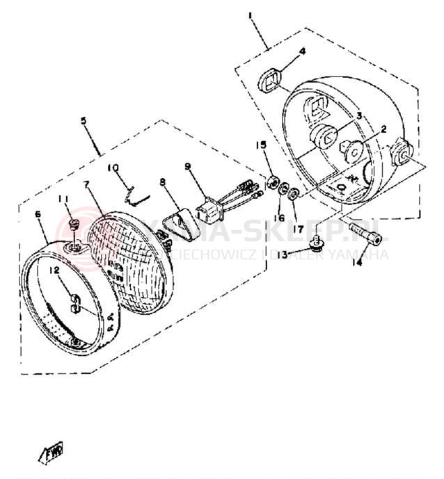 Schemat "Lampa przód" do Yamaha DT175E