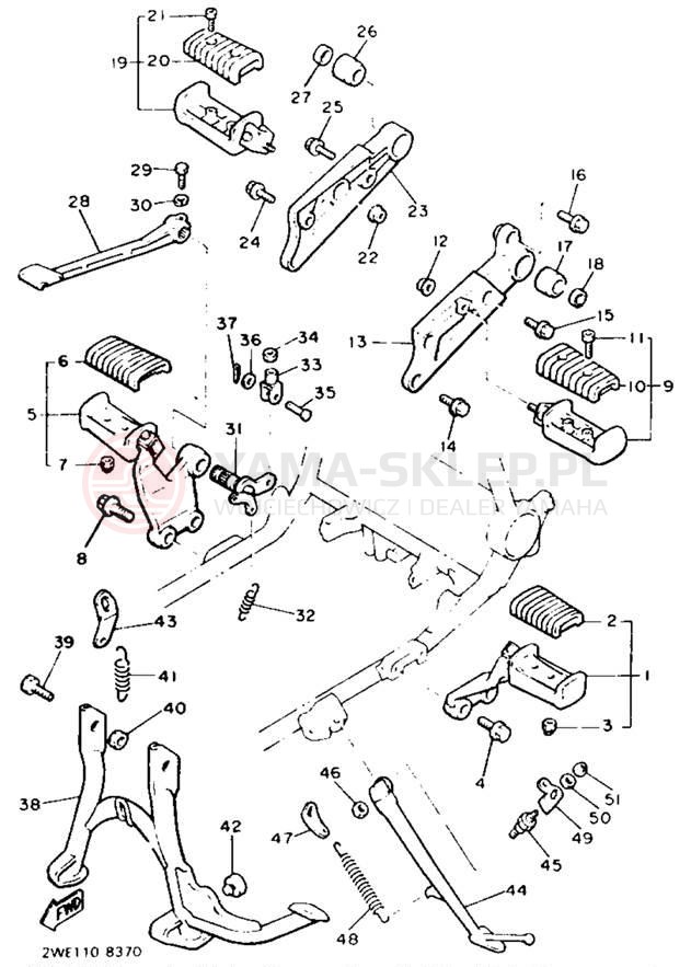 Schemat "Stopka postojowa i podnóżki" do Yamaha V-MAX 1200 VMX12E/VMX12EC