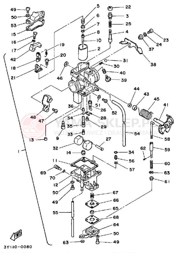 Schemat "Gaźnik" do Yamaha XT250K/XT250KC