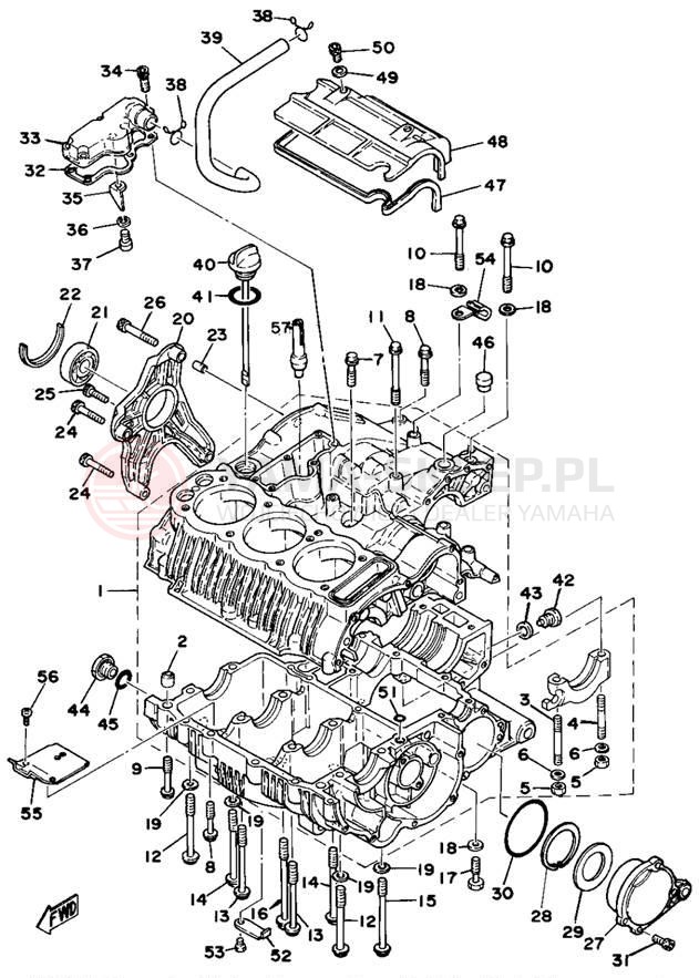 Schemat "Obudowa silnika" do Yamaha XS750E