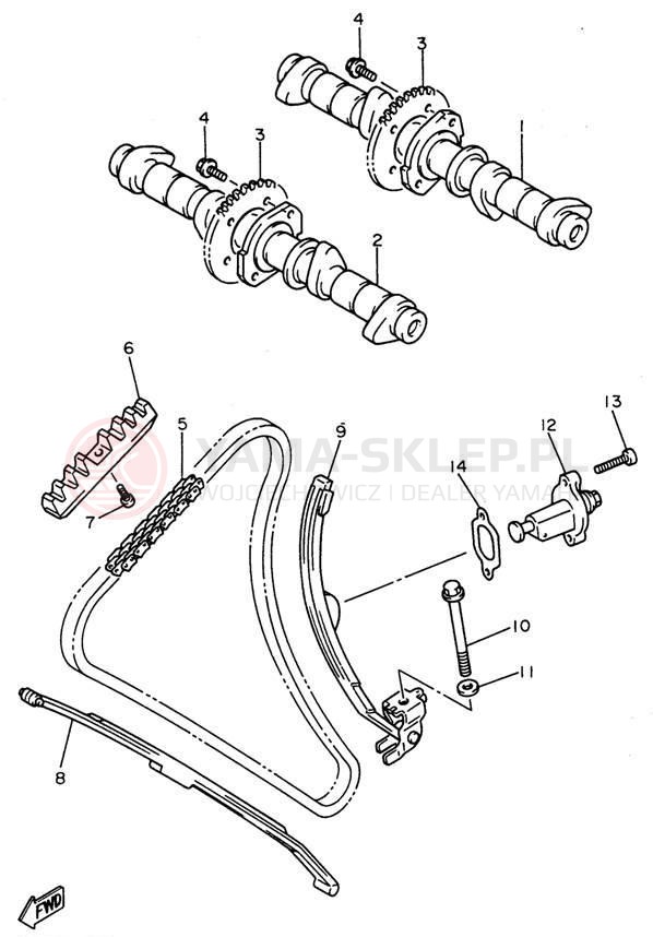 Schemat "Rozrząd - łańcuszek" do Yamaha SECA II XJ600SH/XJ600SHC