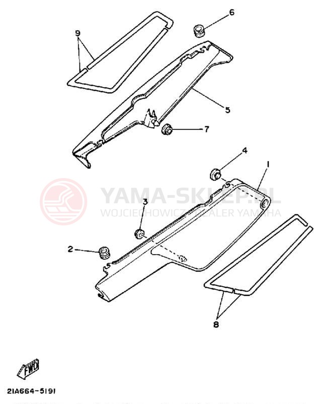 Schemat "Pokrywa boczna" do Yamaha ENDURO DT50U/DT50L/DT50LC