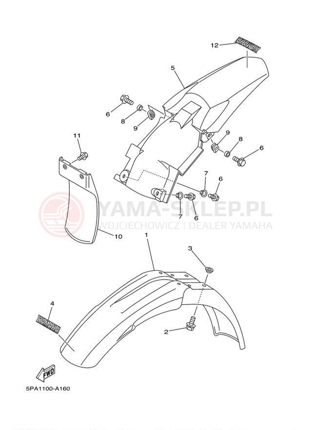 Schemat "błotnik" do Yamaha YZ85 YZ85R