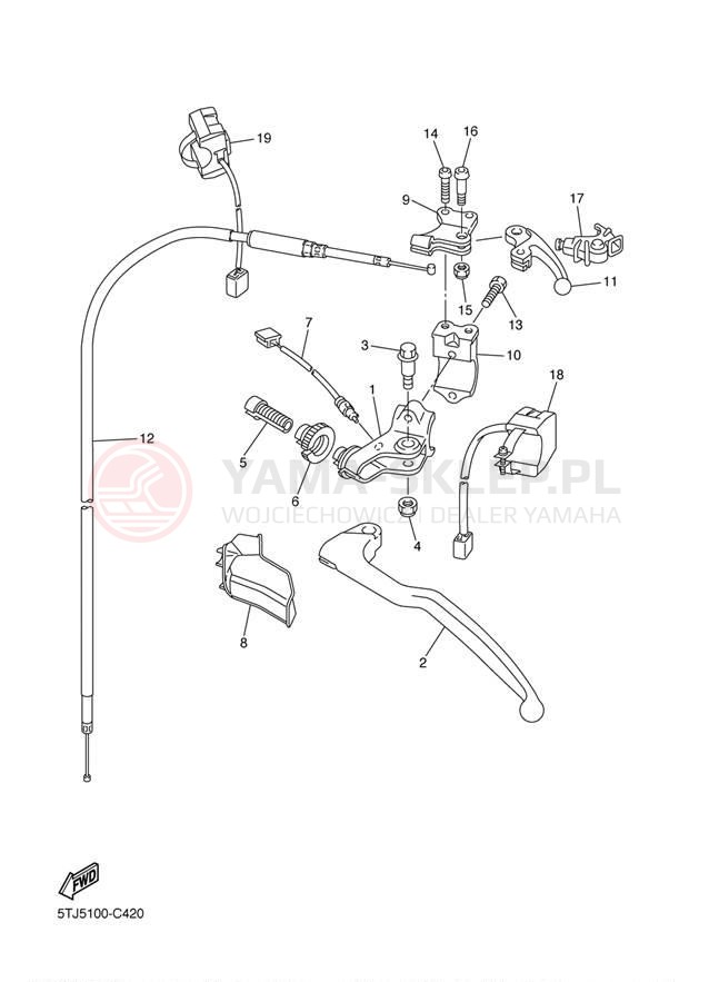 Schemat "Kierownica i osprzęt" do Yamaha WR250F WR250FS