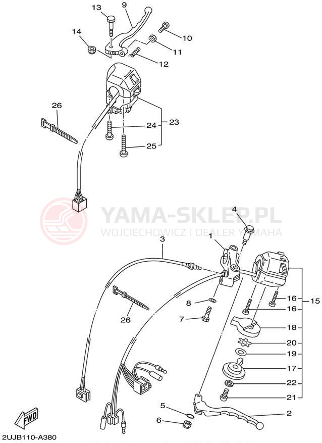 Schemat "Kierownica i osprzęt" do Yamaha VIRAGO 250 XV250P/XV250PC