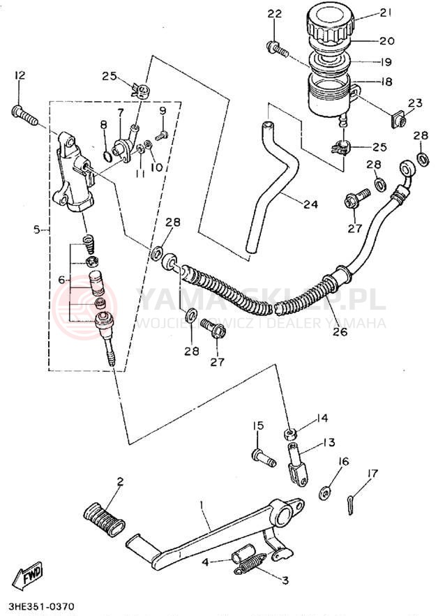 Schemat "Pompa hamulcowa tył" do Yamaha FZR600RFC
